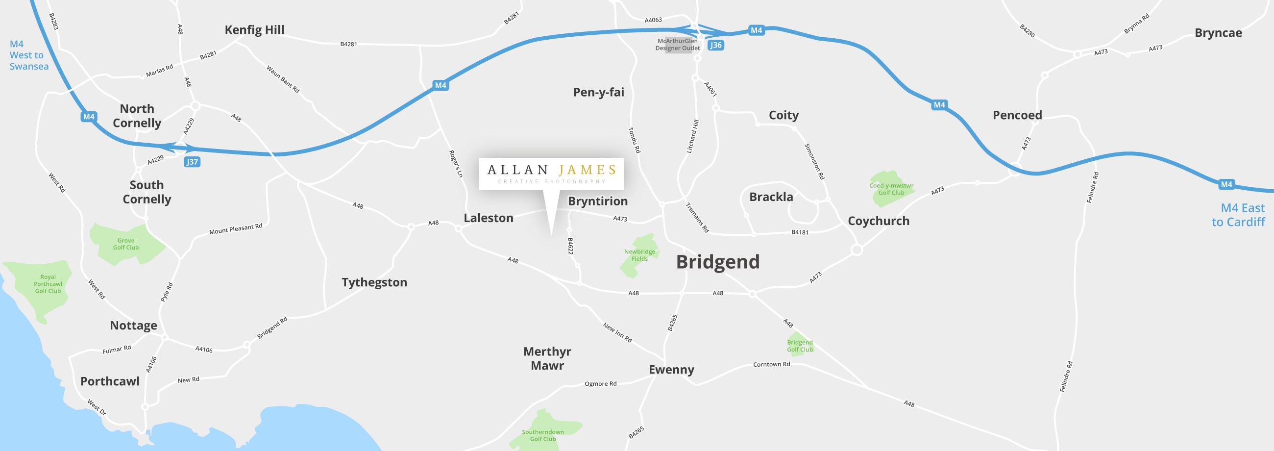 Allan James Photography Location Map